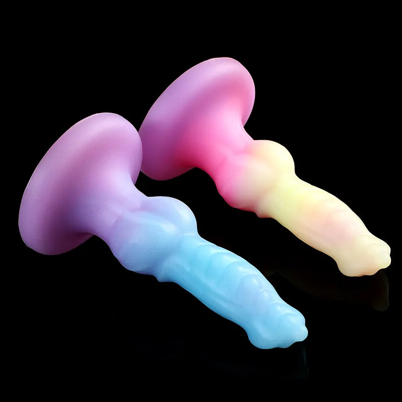 New Luminous Anal Plug Soft Wolf Dog Dildos for Women/Men Butt Plug with Suction Cup Silicone Dragon Dildo Anal Sex Toys