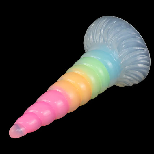 New Luminous Anal Toy Huge Silicone Screw Thread Anal Plug G-Spot Massage Dildo for Anal Glowing In Dark Sex Toys for Women