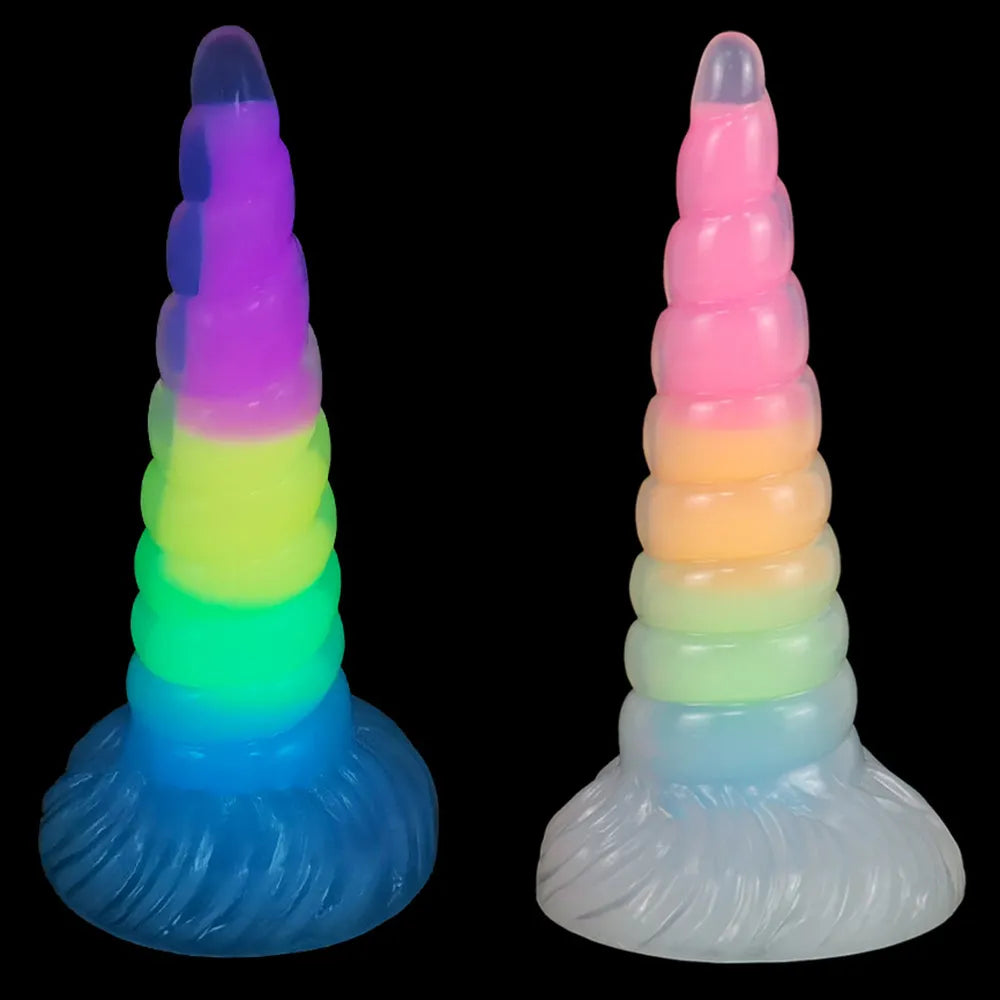 New Luminous Anal Toy Huge Silicone Screw Thread Anal Plug G-Spot Massage Dildo for Anal Glowing In Dark Sex Toys for Women