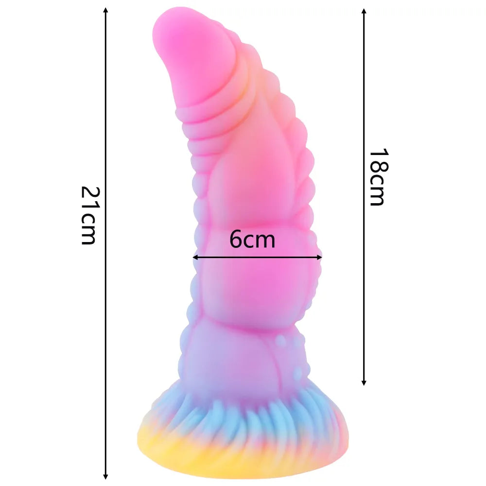 New Luminous Anal Toys Huge Dragon Dildos Glowing Monster Penis Colourful Butt Plug Soft Dildo with Suction Cup for Women Men