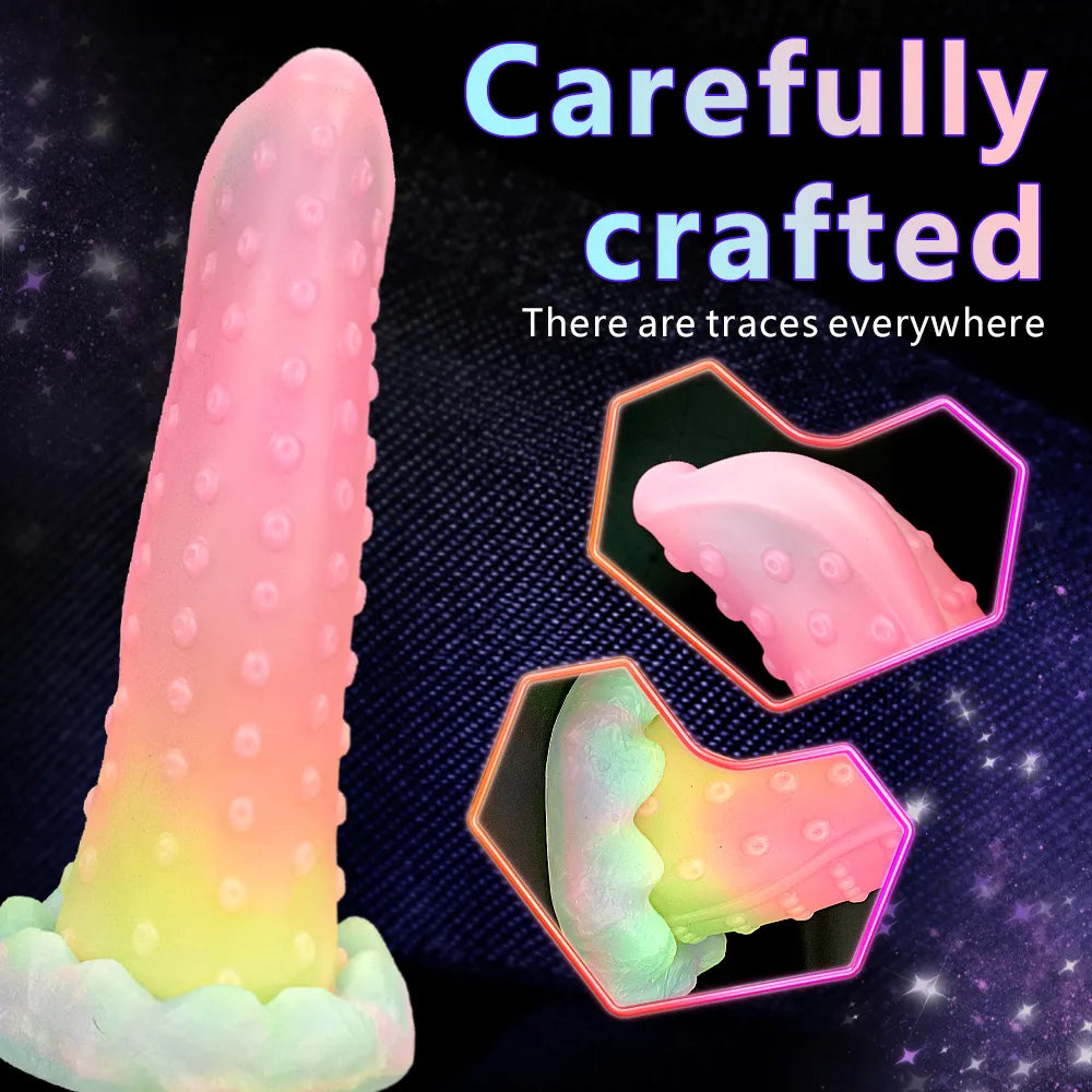 New Luminous Dildos Anal Toys Colourful Glowing Dragon Penis Huge Mons –  GXLOCK Store