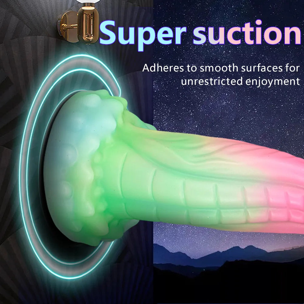 New Luminous Dildos Anal Toys Colourful Glowing Dragon Penis Huge Monster  Dildo with Suction Cup Butt Plug Sex Toys for Women