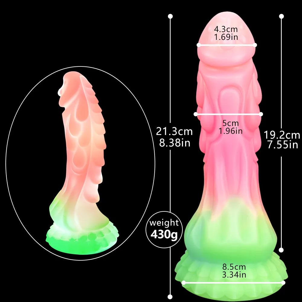 New Luminous Dildos Anal Toys Colourful Glowing Dragon Penis Huge Monster Dildo with Suction Cup Butt Plug Sex Toys for Women