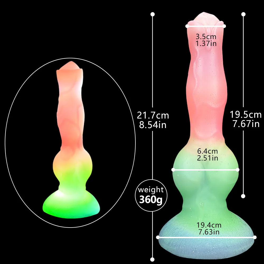 New Luminous Dildos Anal Toys Colourful Glowing Dragon Penis Huge Monster Dildo with Suction Cup Butt Plug Sex Toys for Women