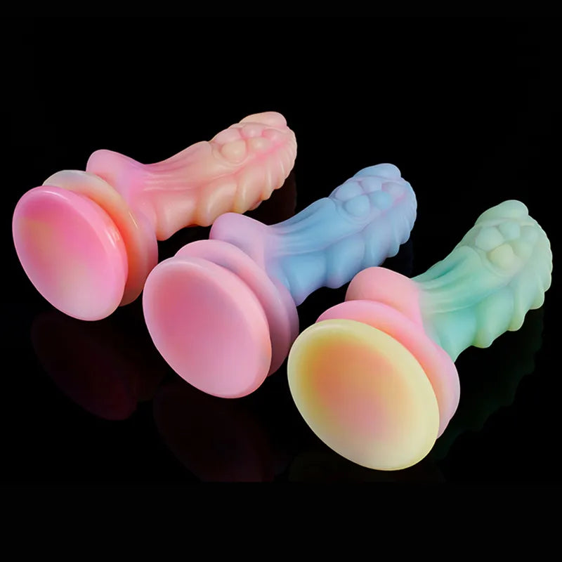 New Luminous Dragon Dildos Colourful Glowing Anal Toys Butt Plug Huge Monster Dildo with Suction Cup Sex Toys for Women/Men