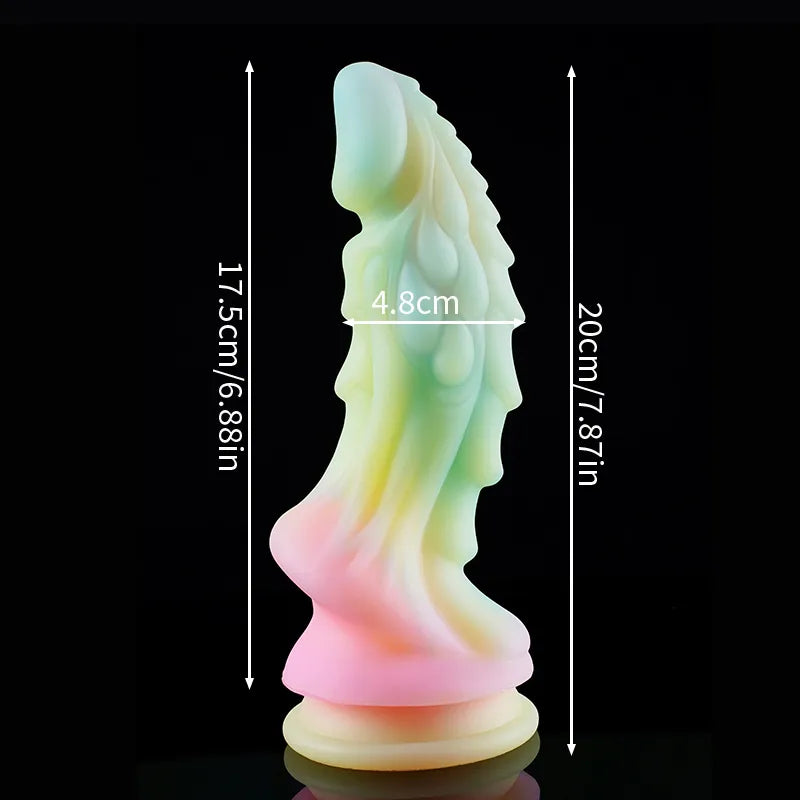 New Luminous Dragon Dildos Colourful Glowing Anal Toys Butt Plug Huge Monster Dildo with Suction Cup Sex Toys for Women/Men