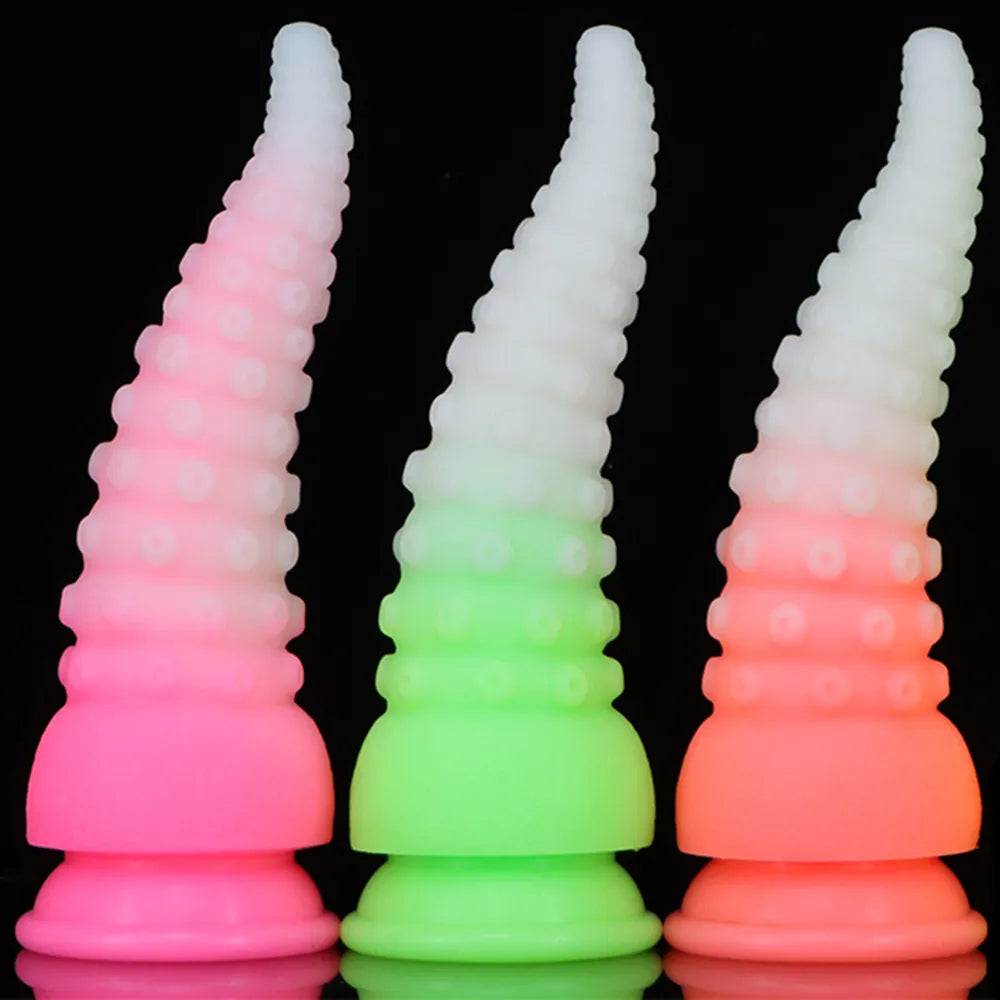 New Luminous Silicone Octopus Tentacle Glowing Anal Toys Huge Animal Dildo Prostate Massage Anal Butt Plug Sex Toy for Women