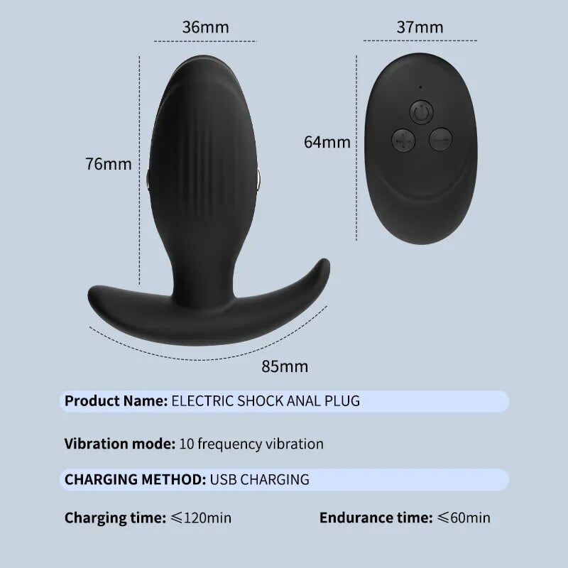 Male Electric Shock Pulse Prostate Massager Butt Plug