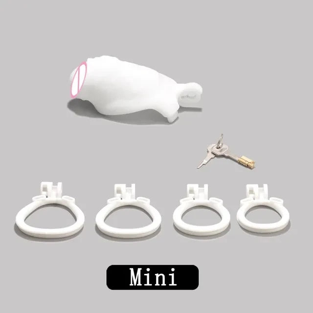 New Male Lightweight Small Chastity Cage Device 4 Cock Rings Set Mini Penis Cage Ball Lock Bondage Trainer Belt Slave SexToy Man