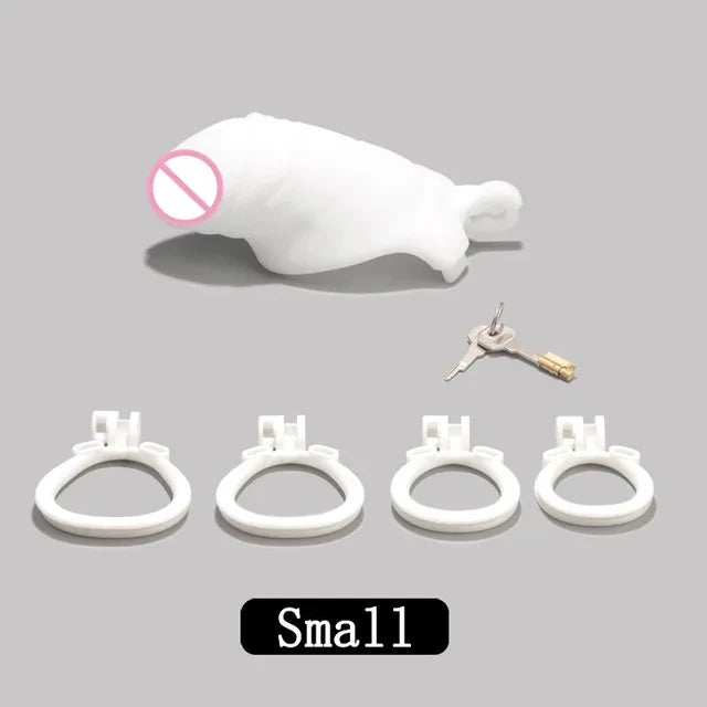 New Male Lightweight Small Chastity Cage Device 4 Cock Rings Set Mini Penis Cage Ball Lock Bondage Trainer Belt Slave SexToy Man