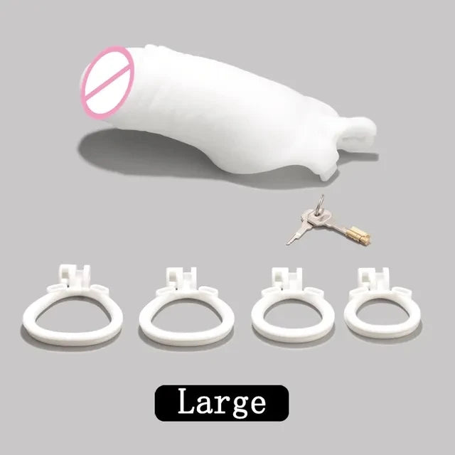 New Male Lightweight Small Chastity Cage Device 4 Cock Rings Set Mini Penis Cage Ball Lock Bondage Trainer Belt Slave SexToy Man