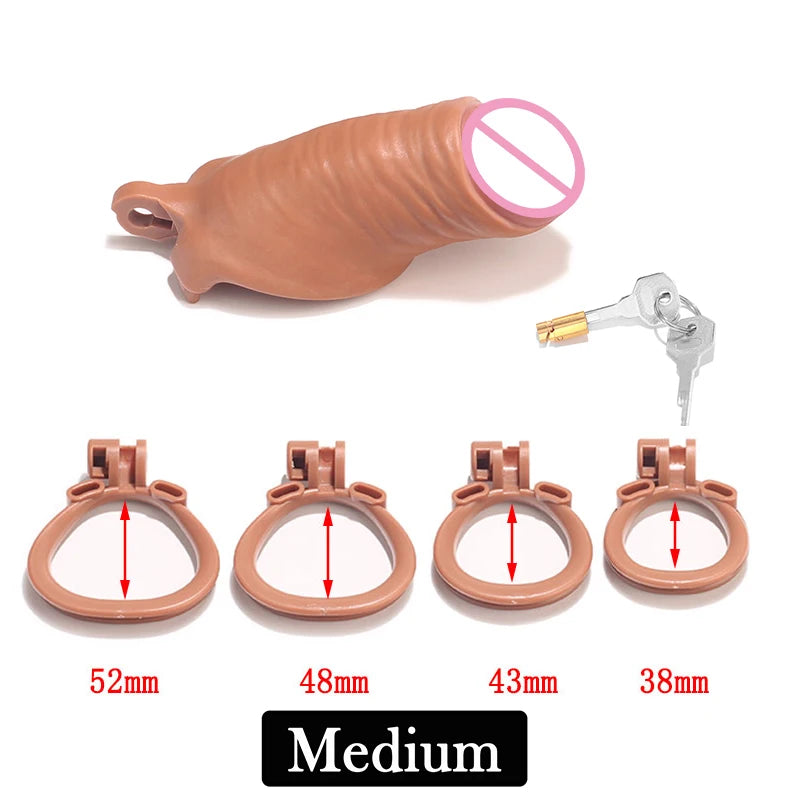 New Male Lightweight Small Chastity Cage Device 4 Cock Rings Set Mini Penis Cage Ball Lock Bondage Trainer Belt Slave SexToy Man