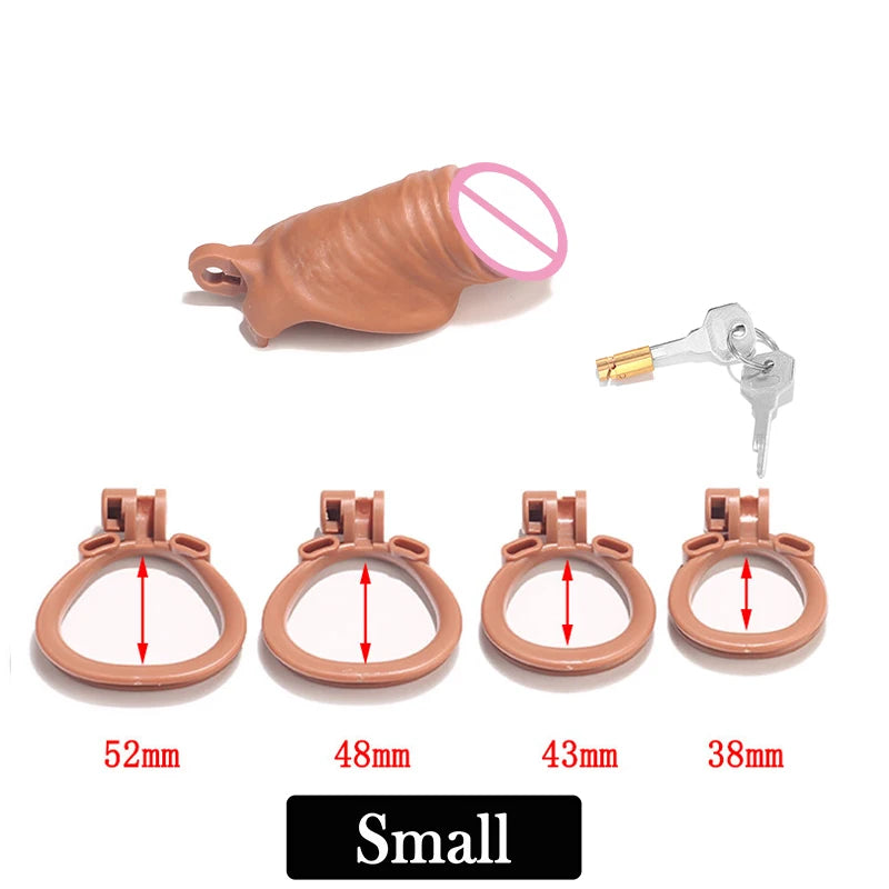 New Male Lightweight Small Chastity Cage Device 4 Cock Rings Set Mini Penis Cage Ball Lock Bondage Trainer Belt Slave SexToy Man