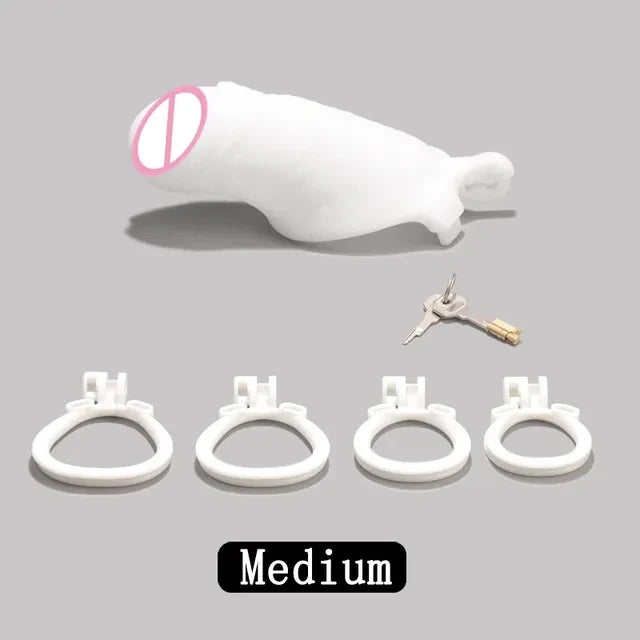 New Male Lightweight Small Chastity Cage Device 4 Cock Rings Set Mini Penis Cage Ball Lock Bondage Trainer Belt Slave SexToy Man