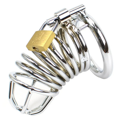 New Male Stainless Chastity Cage Black and Silver Chastity Device Belt Metal Cock Cage Lock Restraint Ring Sex Toys for Men