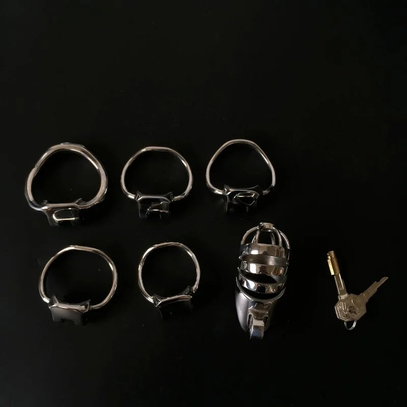 New Metal Cock Ring Cock Cage Chastity Device Stainless Steel Hollow Male Chastity Cage Boundage Adult Games Sex Toys for Men