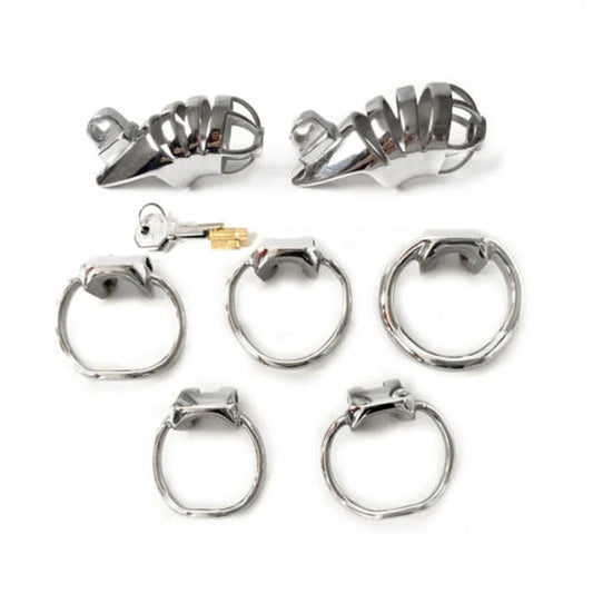 New Metal Cock Ring Cock Cage Chastity Device Stainless Steel Hollow Male Chastity Cage Boundage Adult Games Sex Toys for Men