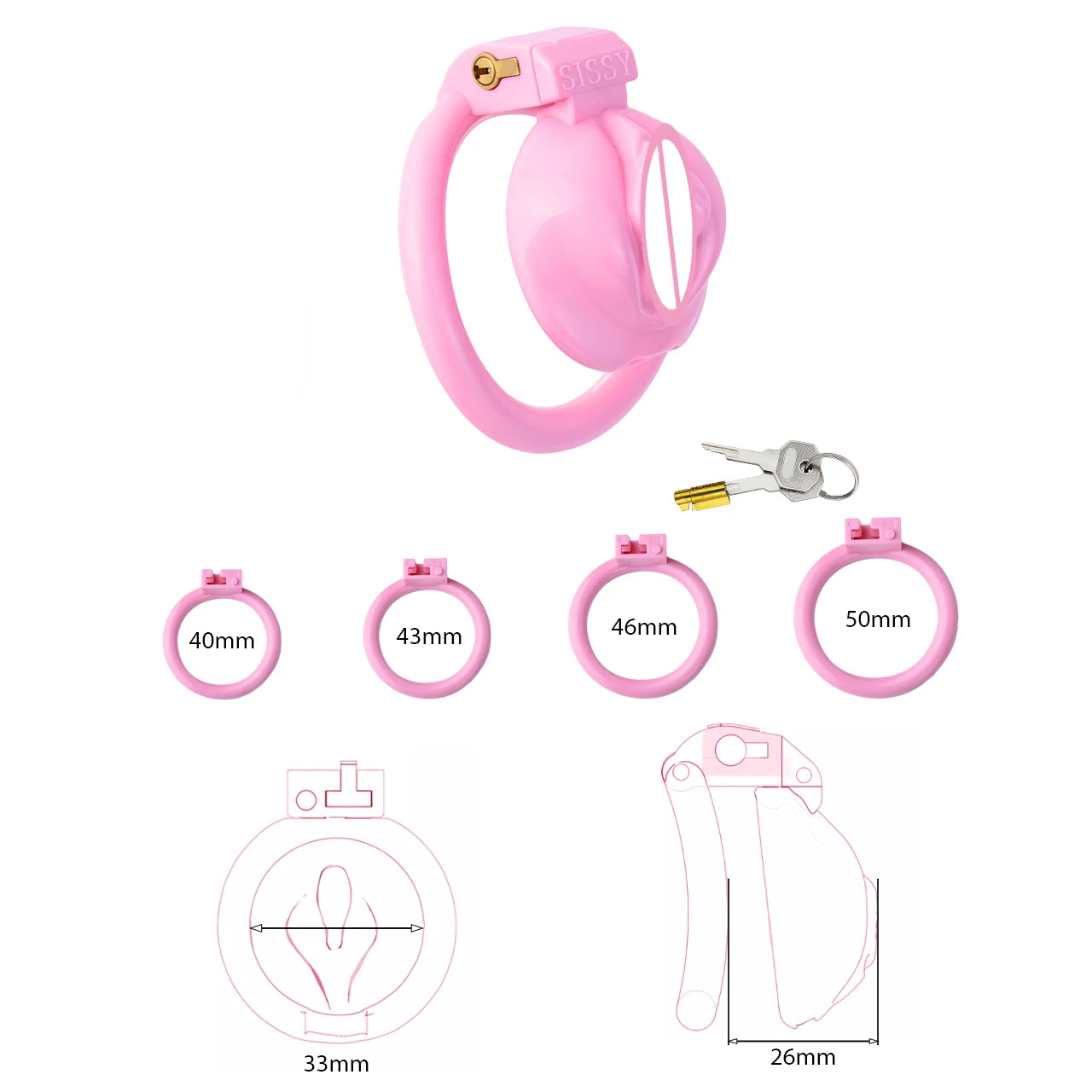 New Pink Chastity Cock Cage For Men Sissy Bondage Chastity Devices콕링Penis Cage Abstinence Lock Ring Penis BDSM Gay Adult SexToys