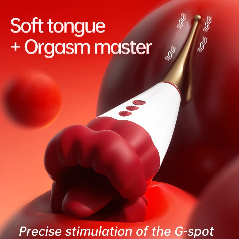 New Powerful Tongue Sucking Vibrator with Handheld Handle Nipple Stimulator Lips Clitoris Adult Masturbation Sex Toys for Women