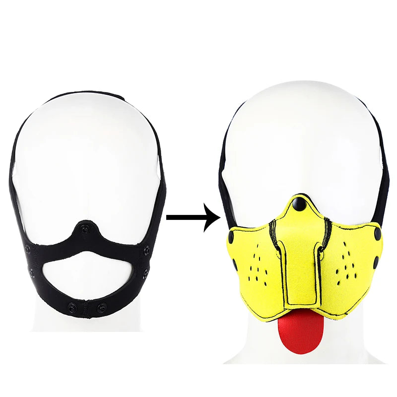 New Sexy Half Face Dog Rubber Hood Mask with Detachable Nose  Bondage for Women BDSM Puppy Play Mask Flirt Erotic Products