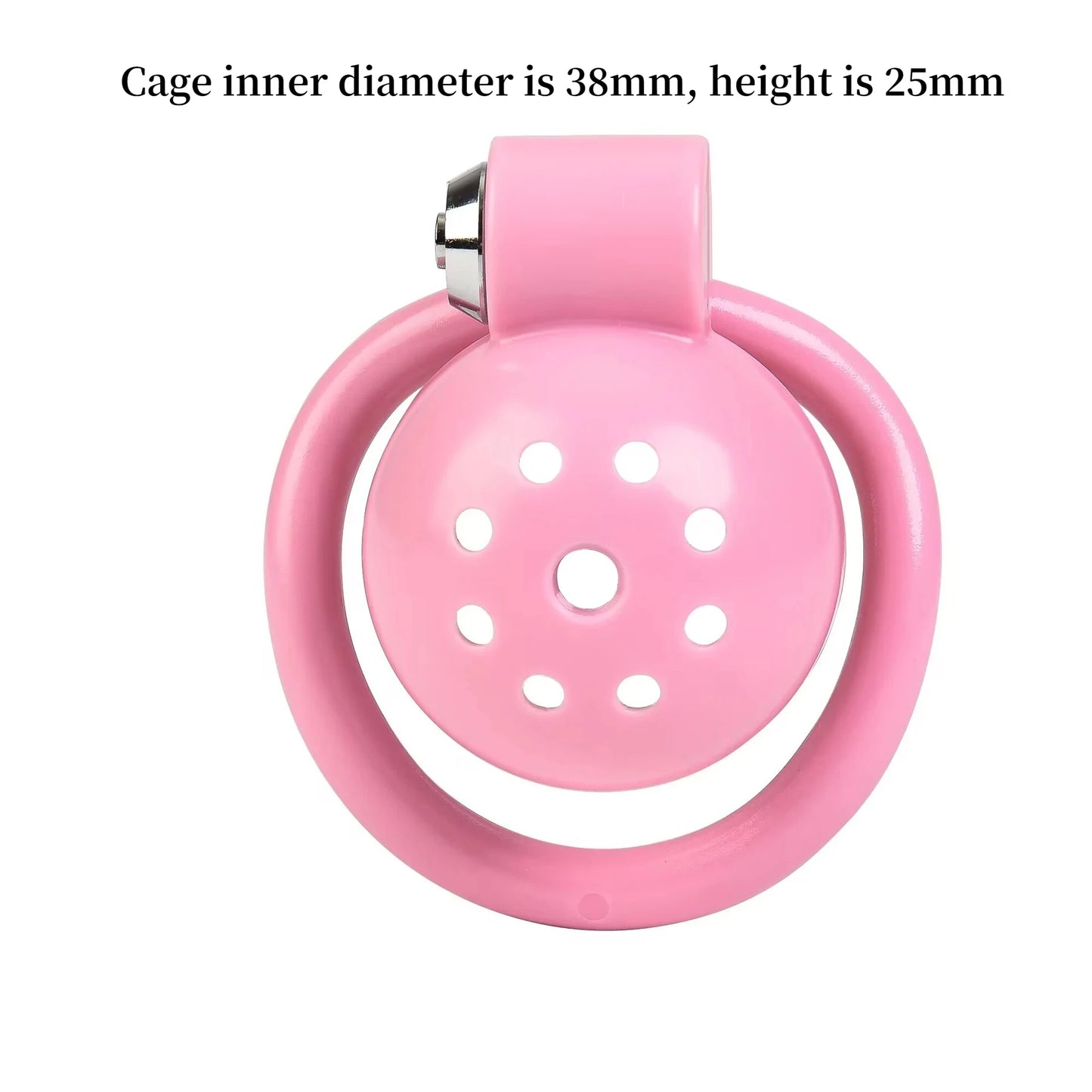 New Sissy Click&Lock ABS Pink Chastity Cage Abstinence Penis Lock with 5 Size Cock Rings and Metal Urinary Catheter Adult Toys