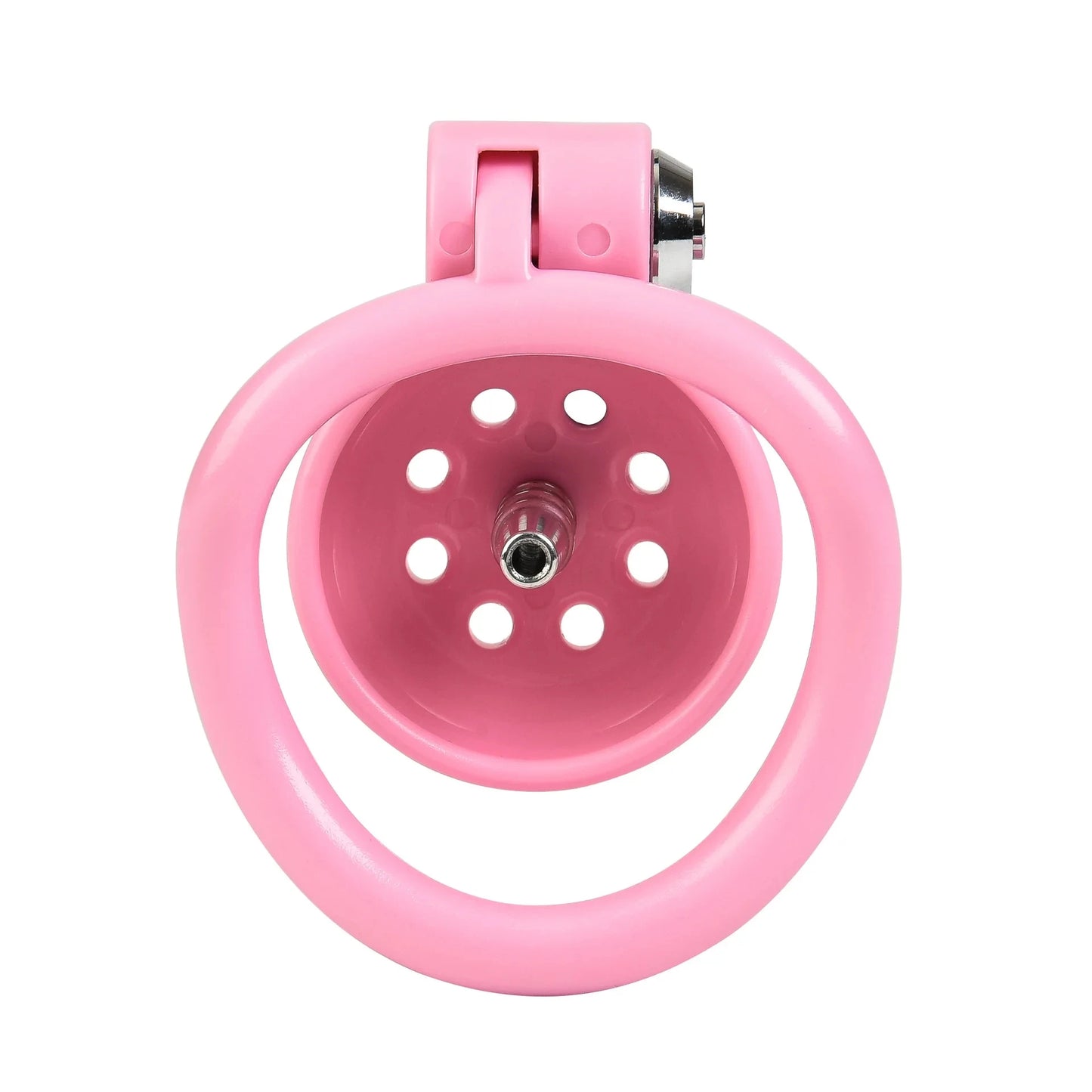 New Sissy Click&Lock ABS Pink Chastity Cage Abstinence Penis Lock with 5 Size Cock Rings and Metal Urinary Catheter Adult Toys