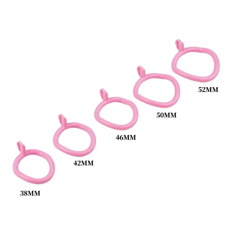 New Sissy Click&Lock ABS Pink Chastity Cage Abstinence Penis Lock with 5 Size Cock Rings and Metal Urinary Catheter Adult Toys