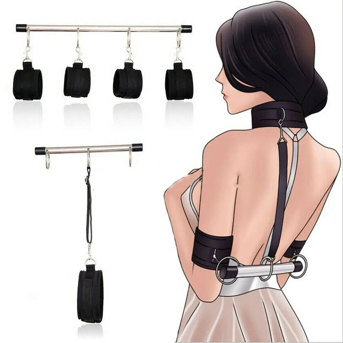 New Stainless Steel Bondage Spreader Bar HandCuff AnkleCuffs Neck Collar Open Leg Sex Toys BDSM Adult Game Sex Products