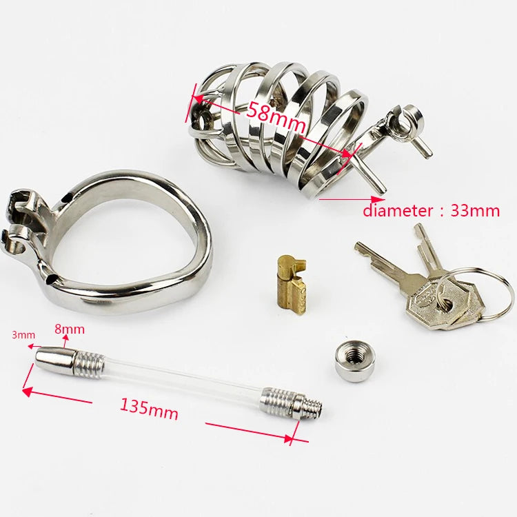 New Stainless Steel Chastity Lock Penis Bondage Adult Men'S Chastity Cage Cock Restriction Sex Toys for Men Adult Products