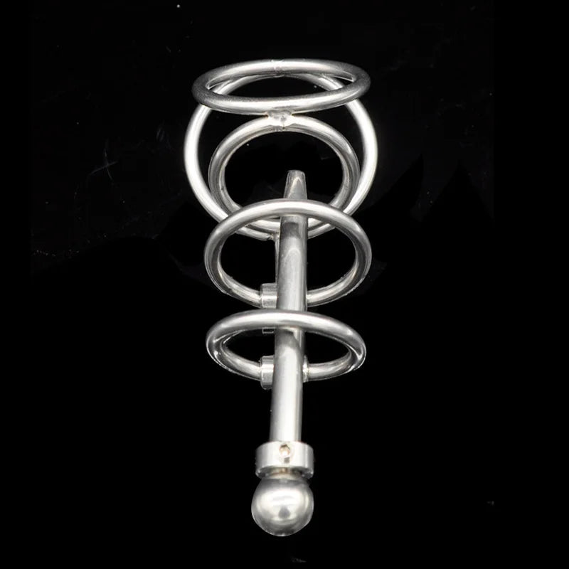 New Stainless Steel Male Metal Chastity Device with Urethra Catheter Plug Cock Cage Penis Belt Sex Toys for Men BDSM