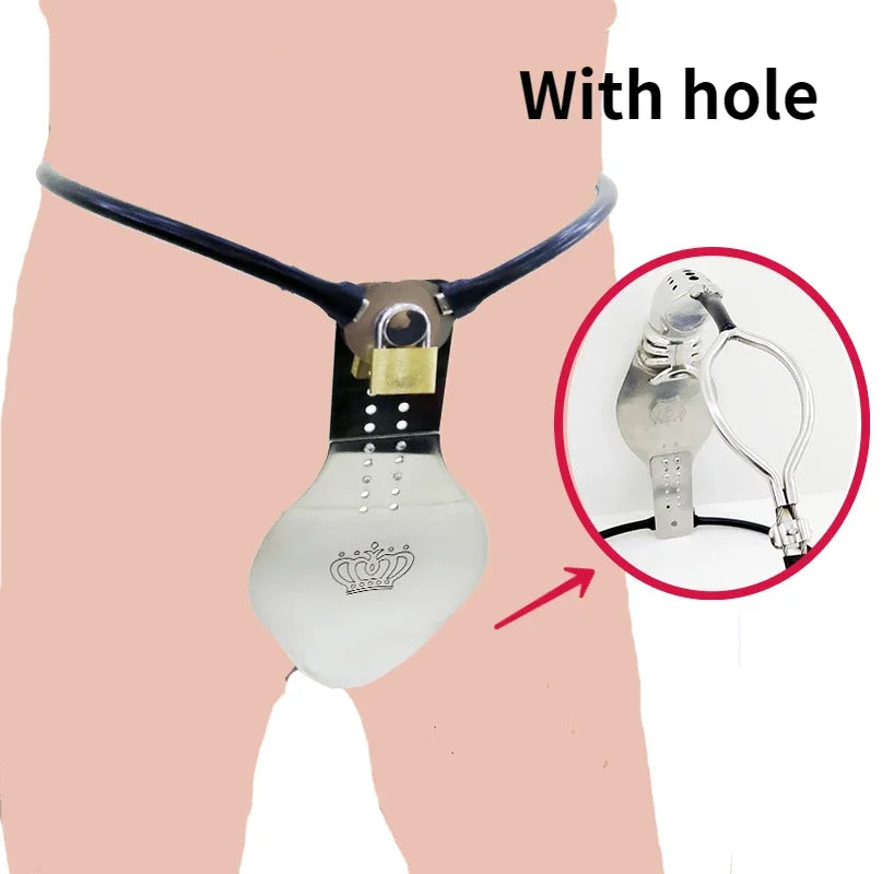 New Stainless Steel Portable Male Chastity Belt Adjustable with Hole Bdsm Bondage Penis Cage Chastity Device Sex Toys for Man