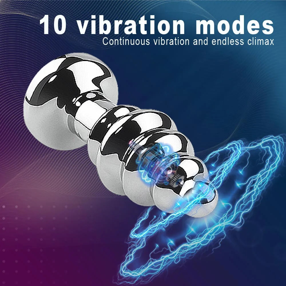 New Style Stainless Steel Anal Plug 10 Vibrator Modes Wireless Remote Butt Plug Masturbator Magnetic Charge Sex Toys Adults Game