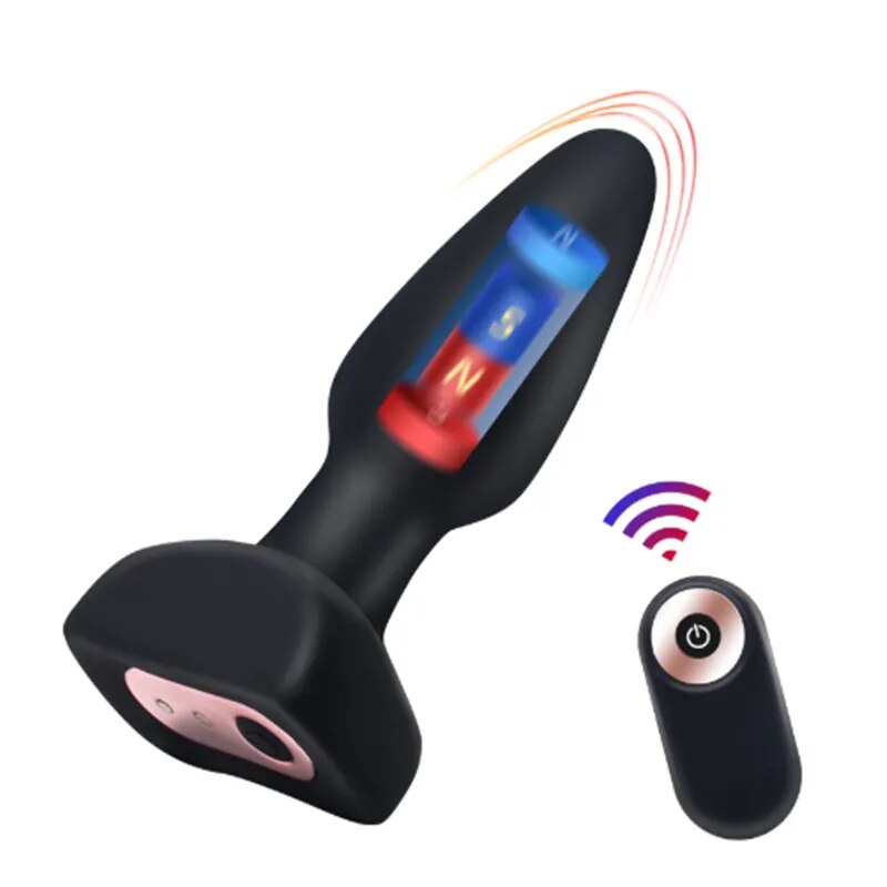 New Wireless Remote Control Magnetic Impact Butt Plug Vibrator Anal Plug For Couples Vibrating Anal Dildo Male Prostate Massager