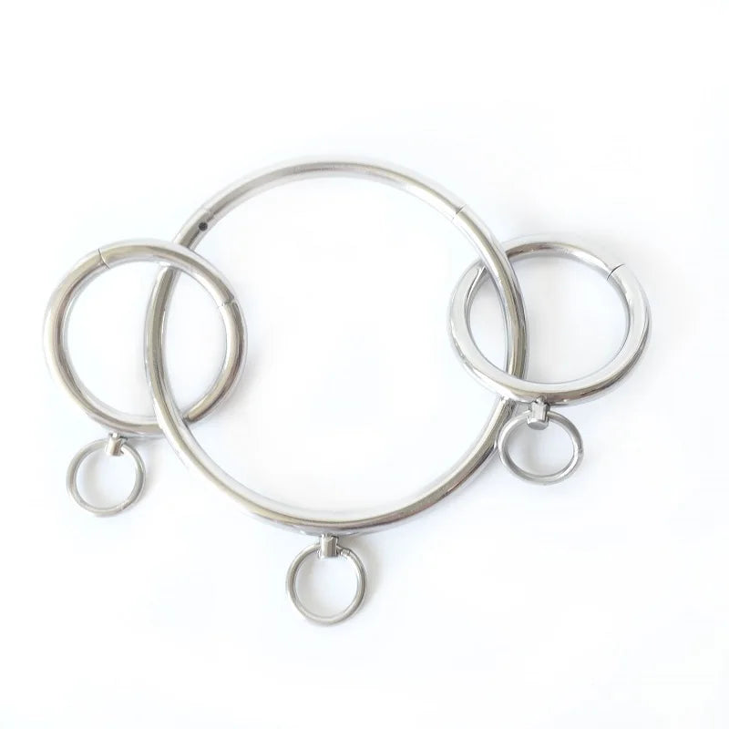 New key stainless steel Neck Collar handcuff ankle pull ring Adult Slave Role Play metal For male BDSM restraint bondage Sex toy