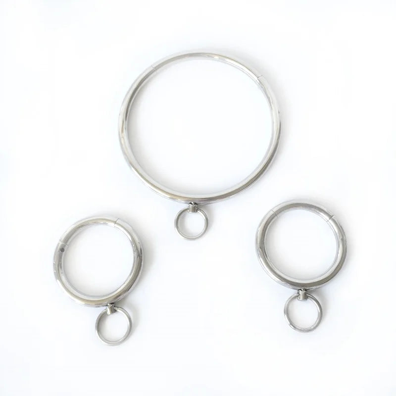 New key stainless steel Neck Collar handcuff ankle pull ring Adult Slave Role Play metal For male BDSM restraint bondage Sex toy