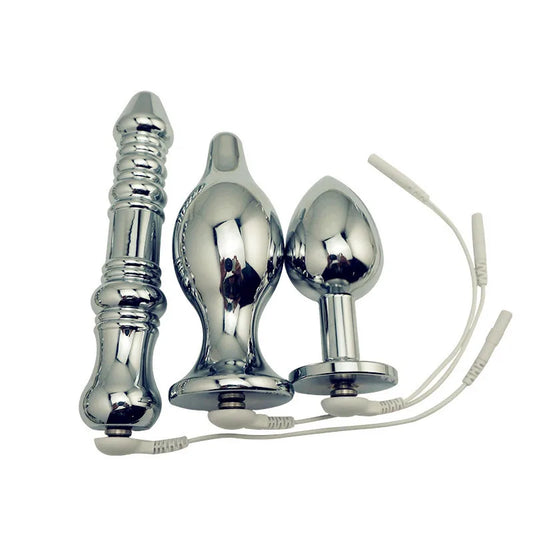 New large Electric shock pleasure pod probe medical therapy metal anal butt plug dildo vagina BDSM electro sex stimulator toy