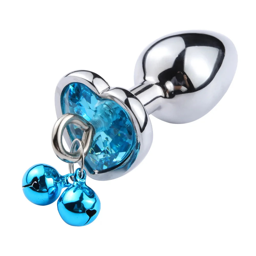 New small size Metal Anal beads butt plug jewelry crystal bell rings insert dildo insert gay Sex toys for men women