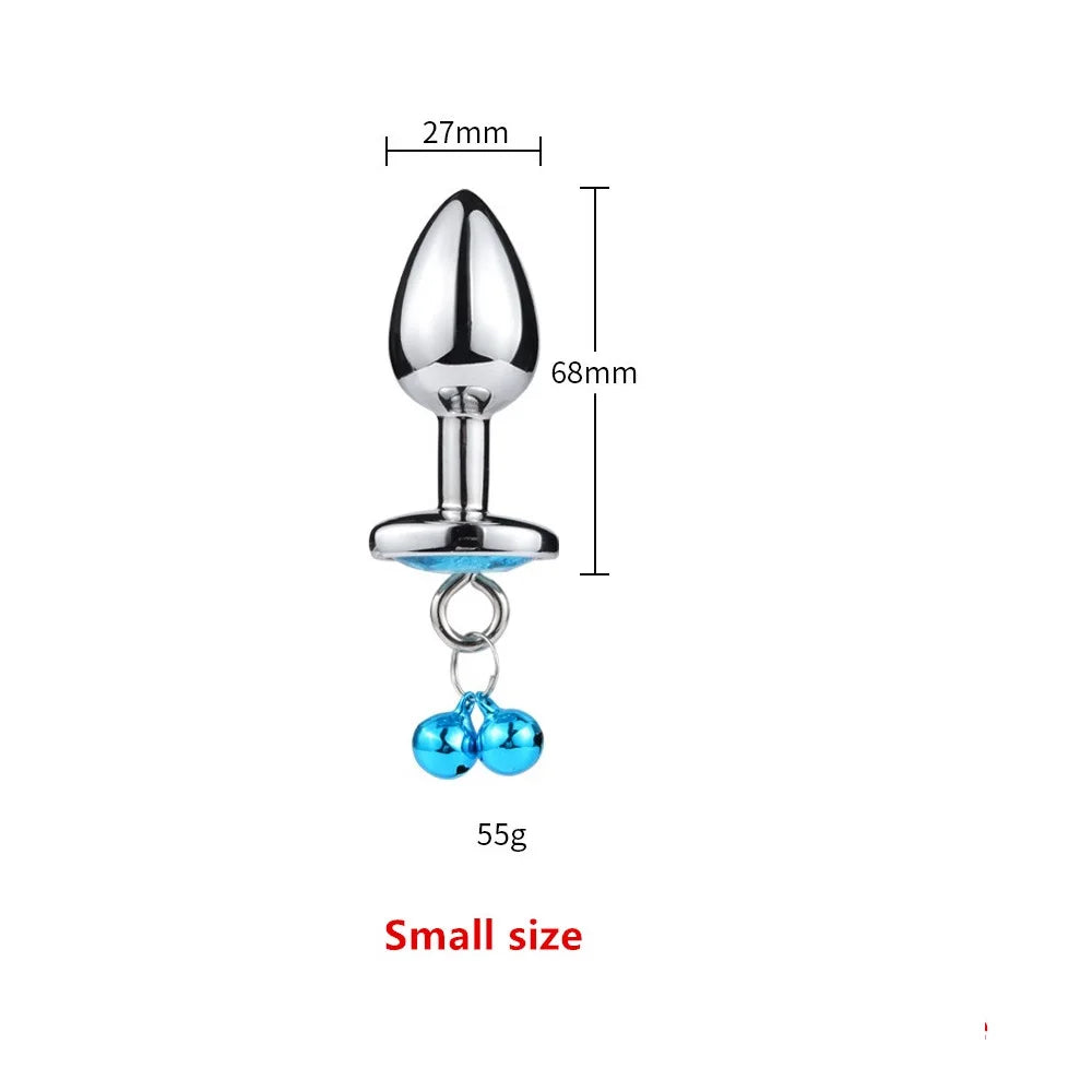 New small size Metal Anal beads butt plug jewelry crystal bell rings insert dildo insert gay Sex toys for men women