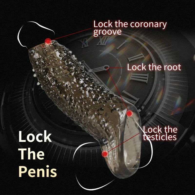 Newest Penis Extension Sleeve Reusable Cock Rings Delayed Ejaculation Condoms Male Penis Extender Sex Toys For Men Adult