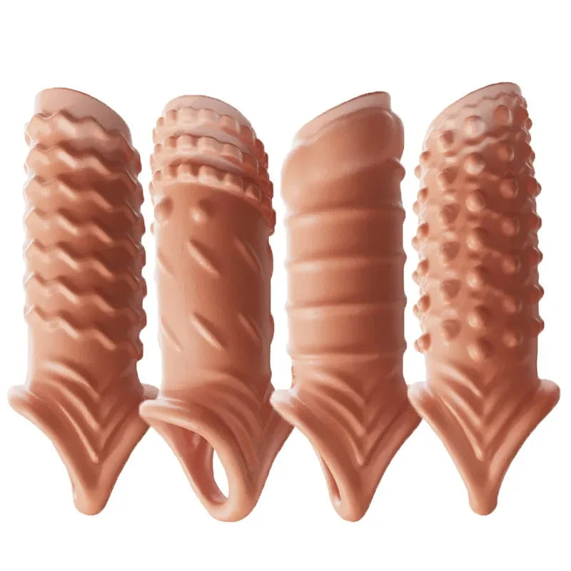 Newest Reusable Penis Sleeve Cock Rings Delay Ejaculation Clit Stimulation Penis Enlargemt Nozzle Sexy Toys for Men