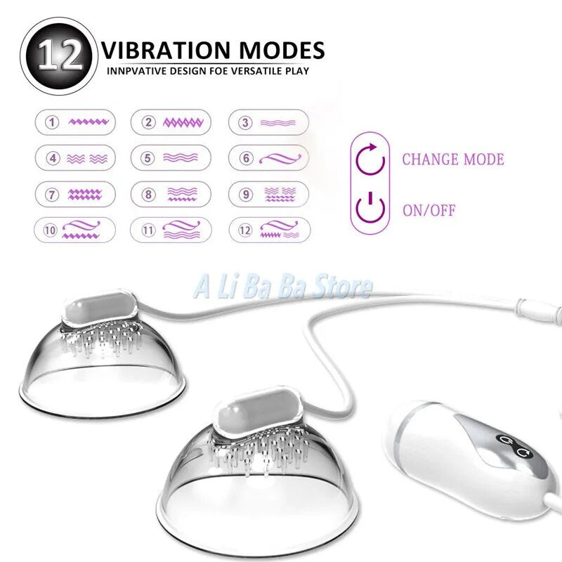 Nipple Stimulation Licking Vibrator Nipple Pump Suckers Silicone Breast Enlarger Masturbator Chest Massage Sex Toys for Women