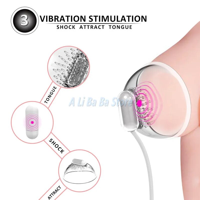 Nipple Stimulation Licking Vibrator Nipple Pump Suckers Silicone Breast Enlarger Masturbator Chest Massage Sex Toys for Women