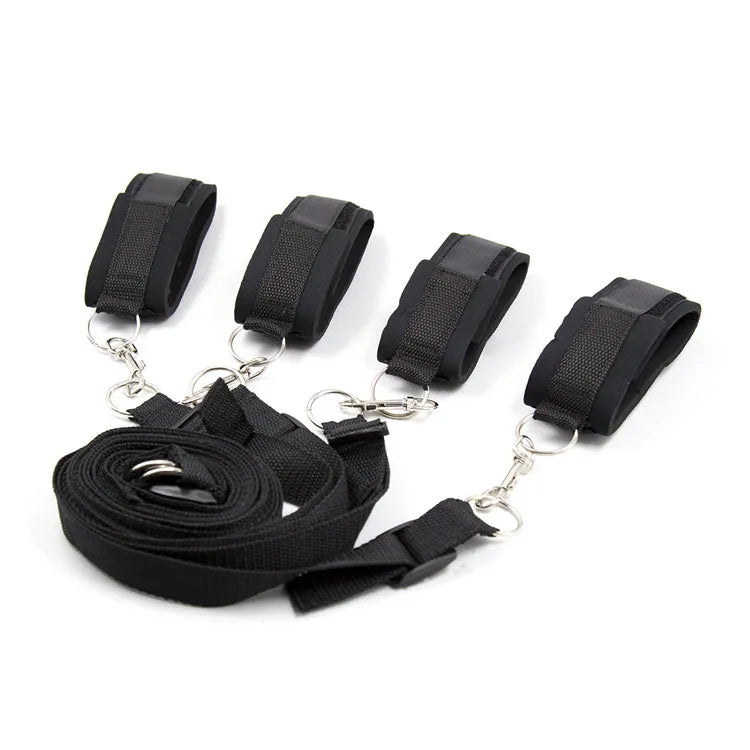 Nylon Thigh Cuffs Bondage Set Handcuffs with Blindfold Under Bed Open Leg BDSM Strap Sex Toys for Adults Wrists & Ankle Cuffs