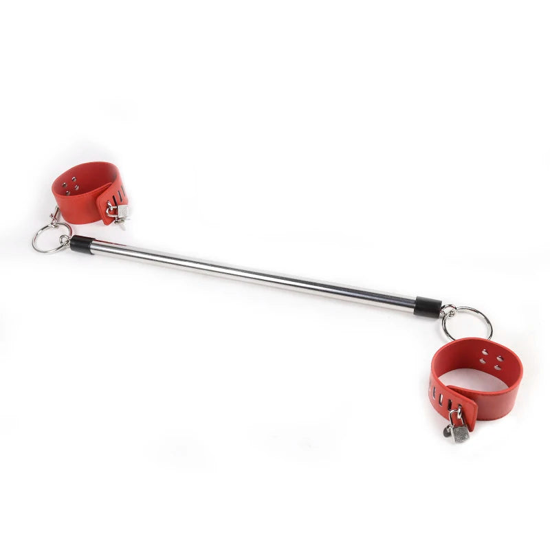 Open Legs Set Stainless Steel Spreader Bar With PU Leather Adjustable Bondage Cuffs For Ankles Wrists Restraints Kit BDSM