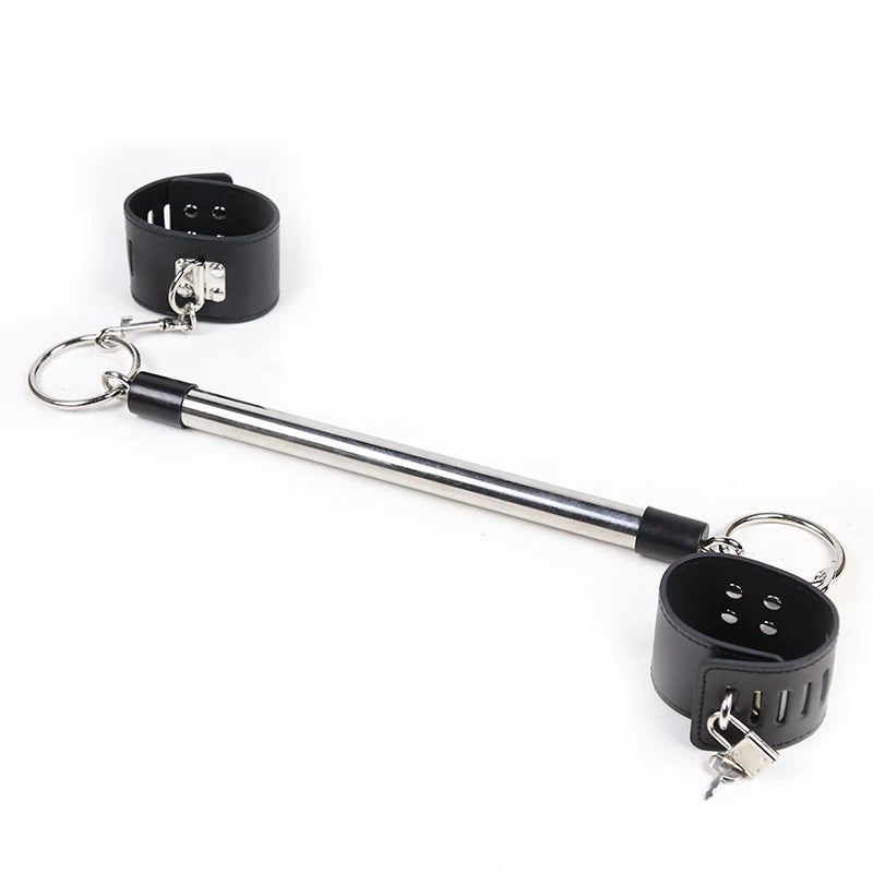 Open Legs Set Stainless Steel Spreader Bar With PU Leather Adjustable Bondage Cuffs For Ankles Wrists Restraints Kit BDSM