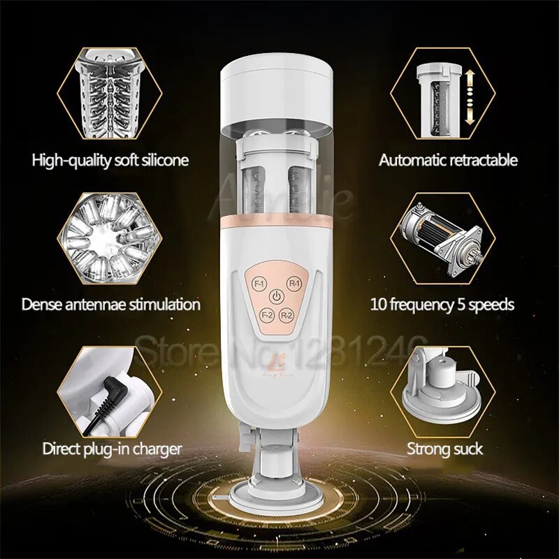 Oral Sex Piston Automatic Telescopic Male Masturbator Sex Machine Electric Airbag Clamp Penis Masturbator Cup Sex Toys For Men