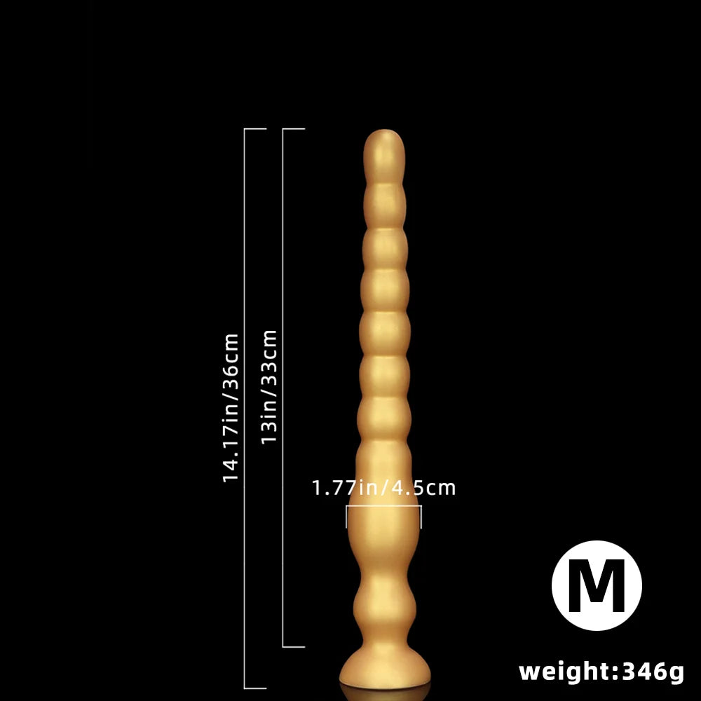 Overlength Liquid Silicone Anal Beads Plug Big Dildo Stimulate Anus Vagina Masturbator Soft Anal Dilator Sex Toys Dick Butt Plug