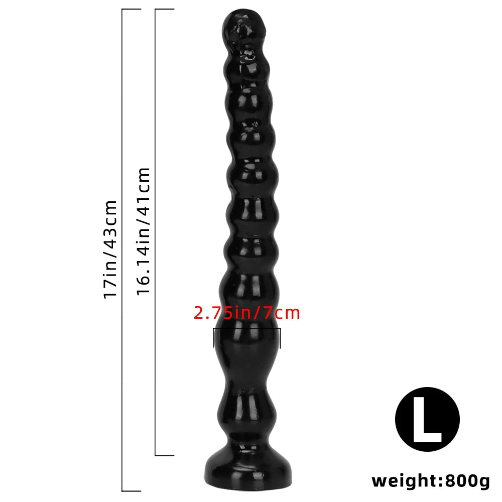 Overlength Liquid Silicone Anal Beads Plug Big Dildo Stimulate Anus Vagina Masturbator Soft Anal Dilator Sex Toys Dick Butt Plug