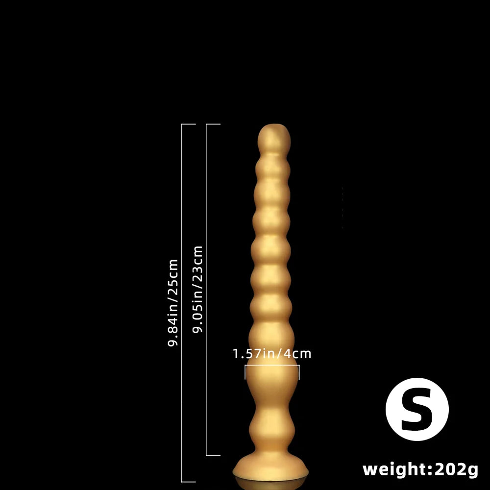 Overlength Liquid Silicone Anal Beads Plug Big Dildo Stimulate Anus Vagina Masturbator Soft Anal Dilator Sex Toys Dick Butt Plug