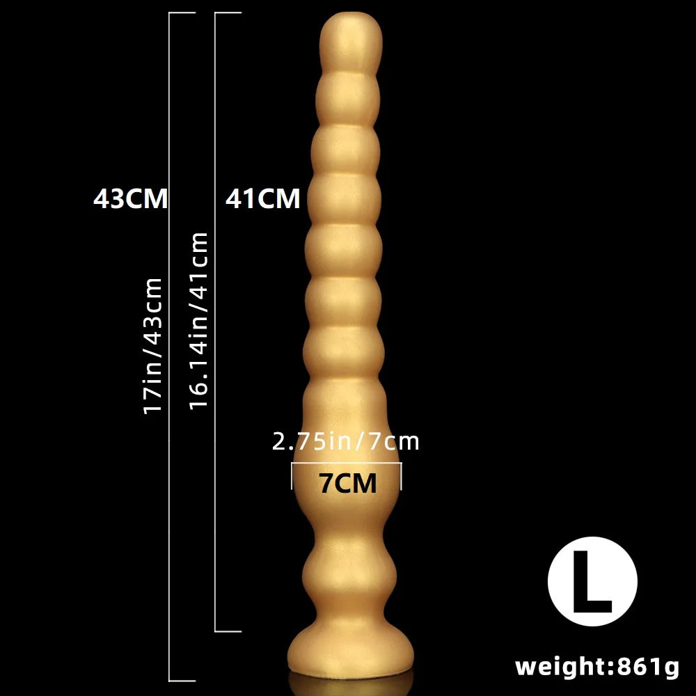 Overlength Liquid Silicone Anal Beads Plug Big Dildo Stimulate Anus Vagina Masturbator Soft Anal Dilator Sex Toys Dick Butt Plug